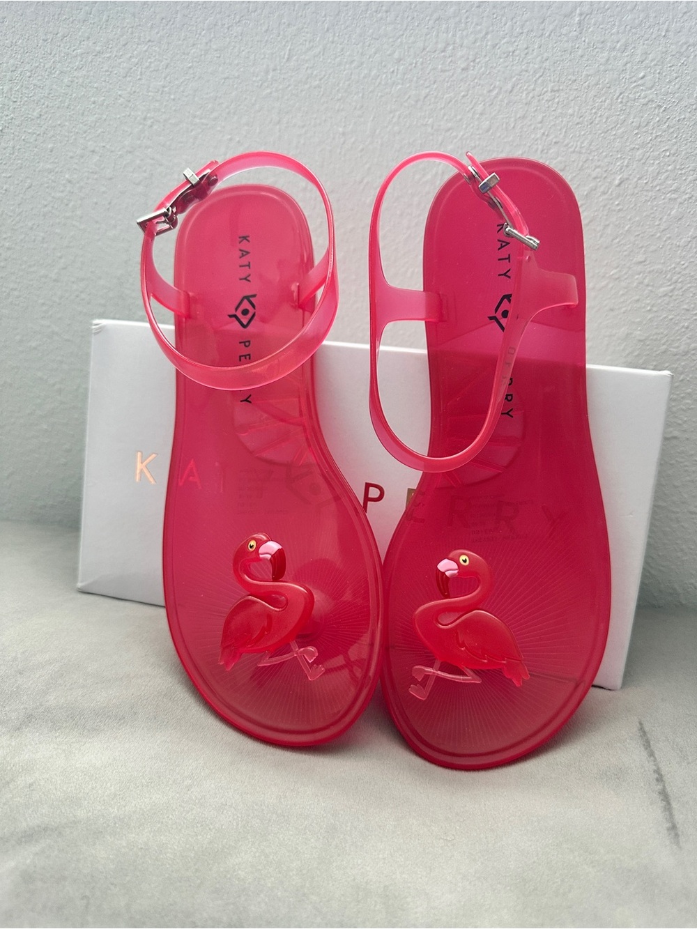 Katy Perry Collections Neon Pink Flamingo Jelly Sandals